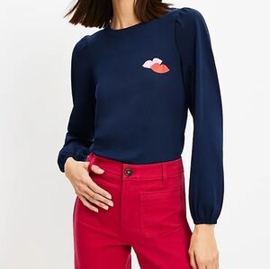 Loft | Kiss Lips Balloon Long Sleeve Top